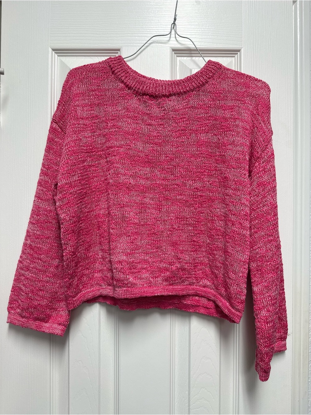 Poof! Hot Pink Marled Crewneck Sweater